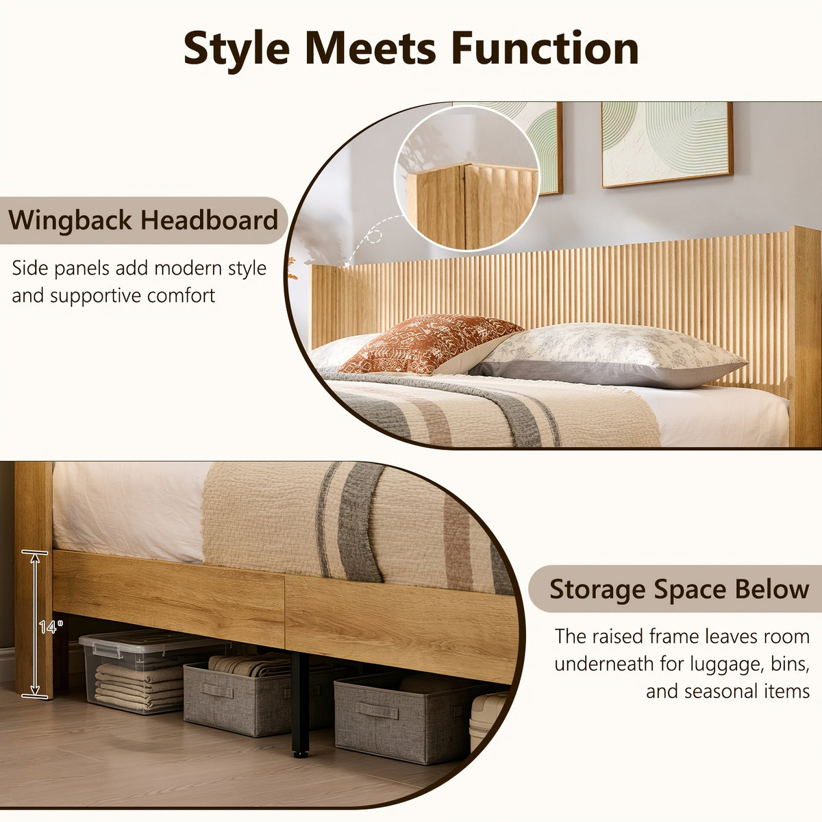 space saving upholstered platform bed in king queen sizes - Temu