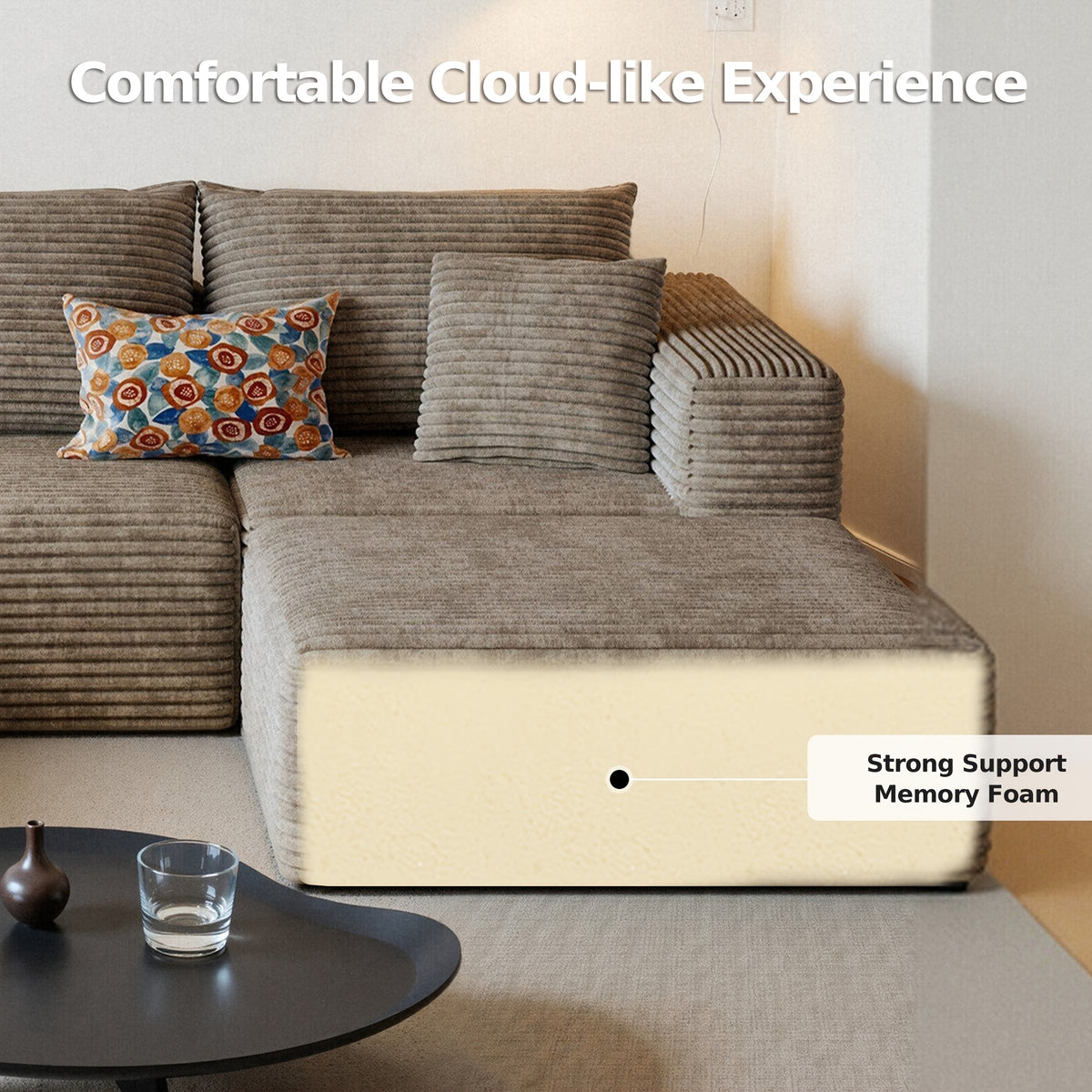 u l shaped corduroy modular sectional sofa bed vacuum - Temu