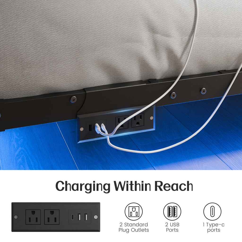 bed frame floats   led lighting a charging station - Temu