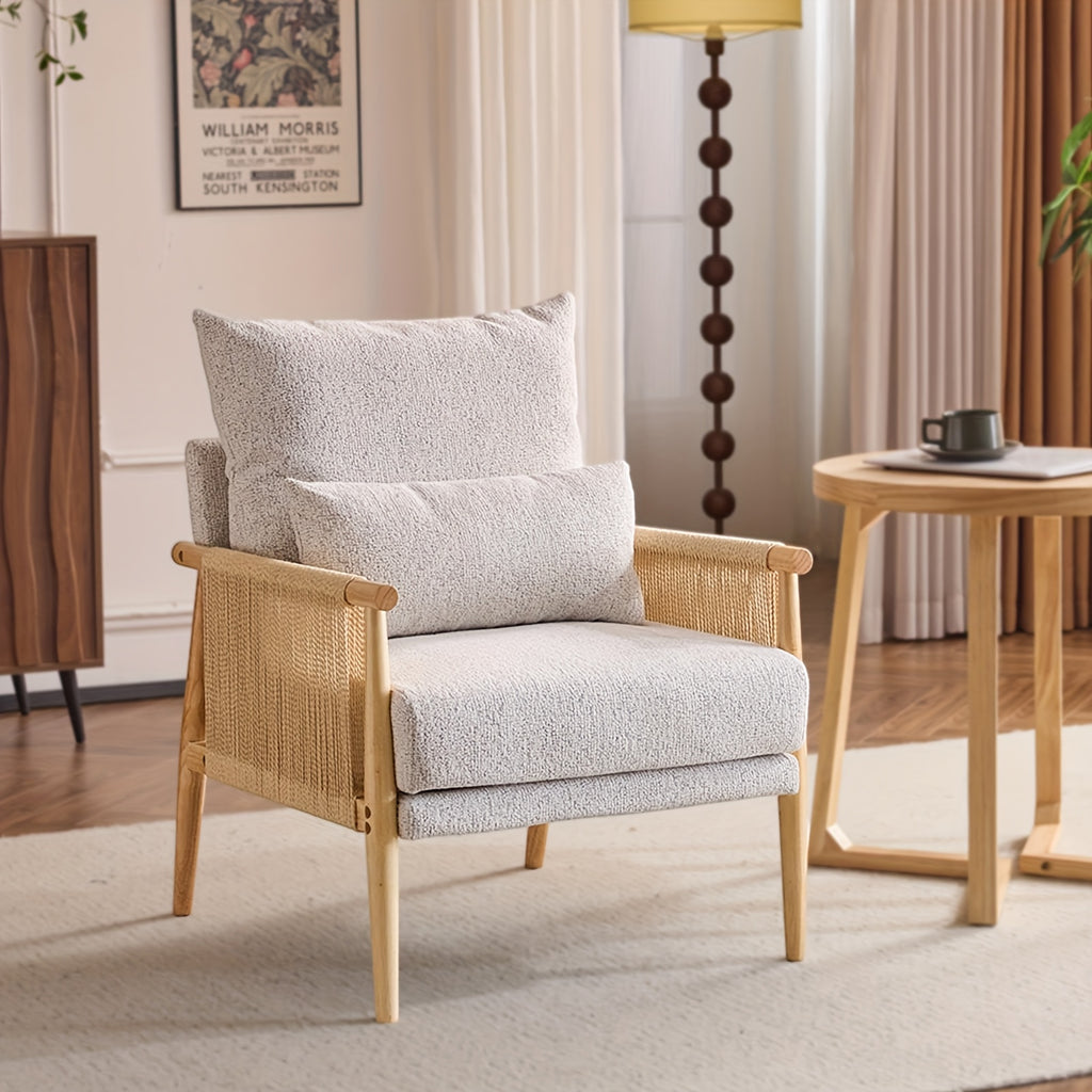 century modern accent chair solid wooden armrests - Temu