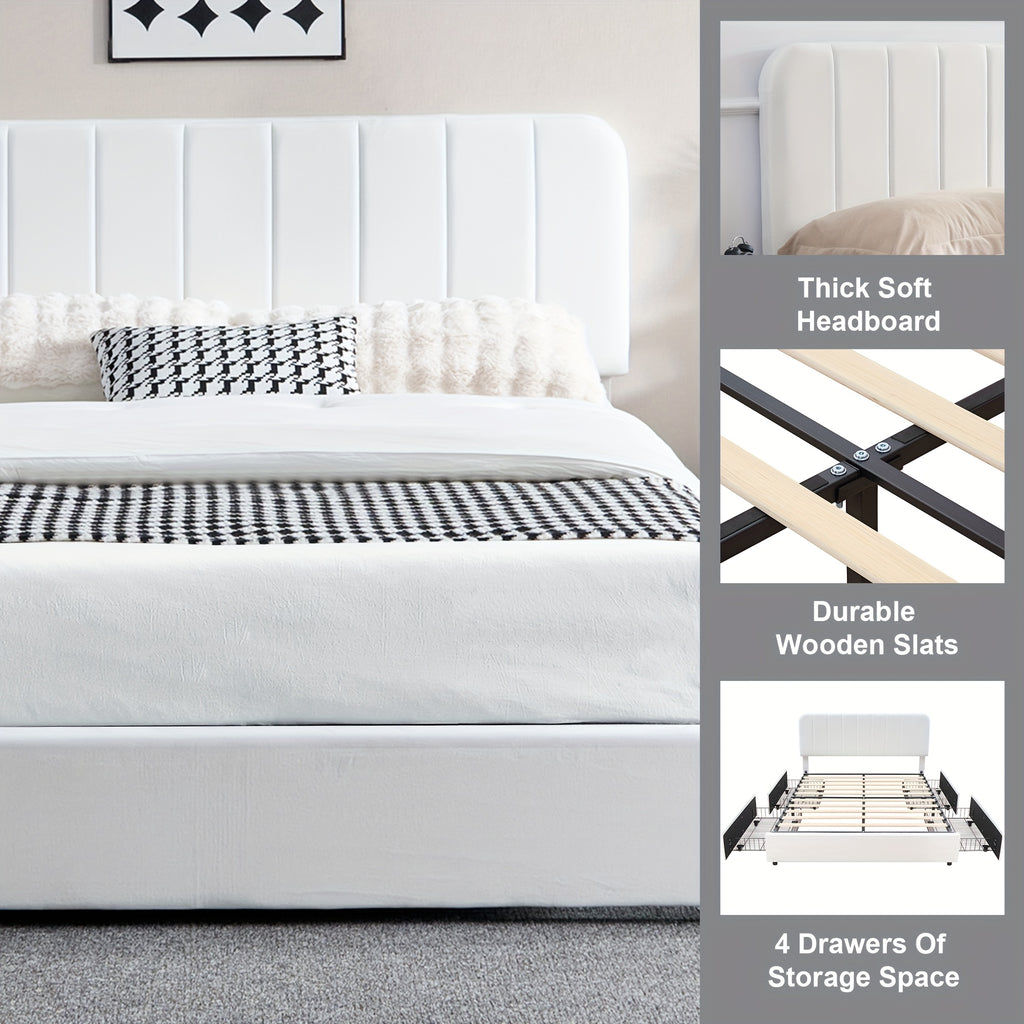 twin full queen king size upholstered bed frame drawers - Temu