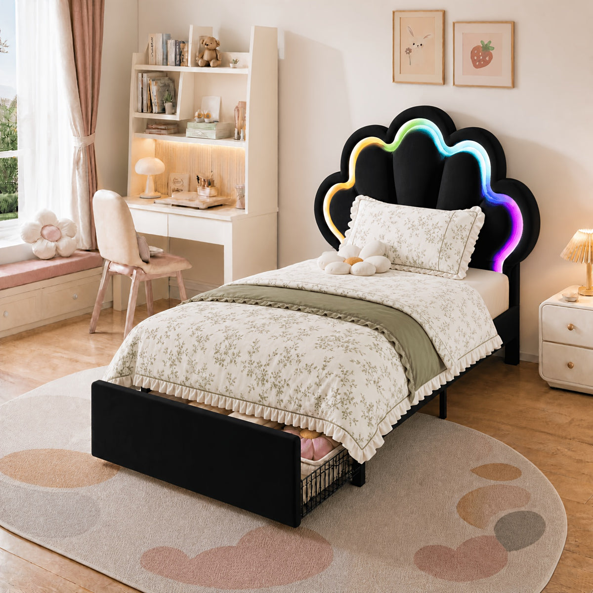 twin full queen size velvet princess petal bed frame - Temu