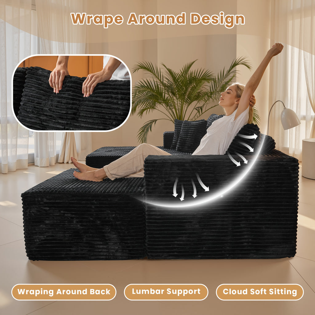 modern 108 inch convertible sectional sofa   4 pillows - Temu
