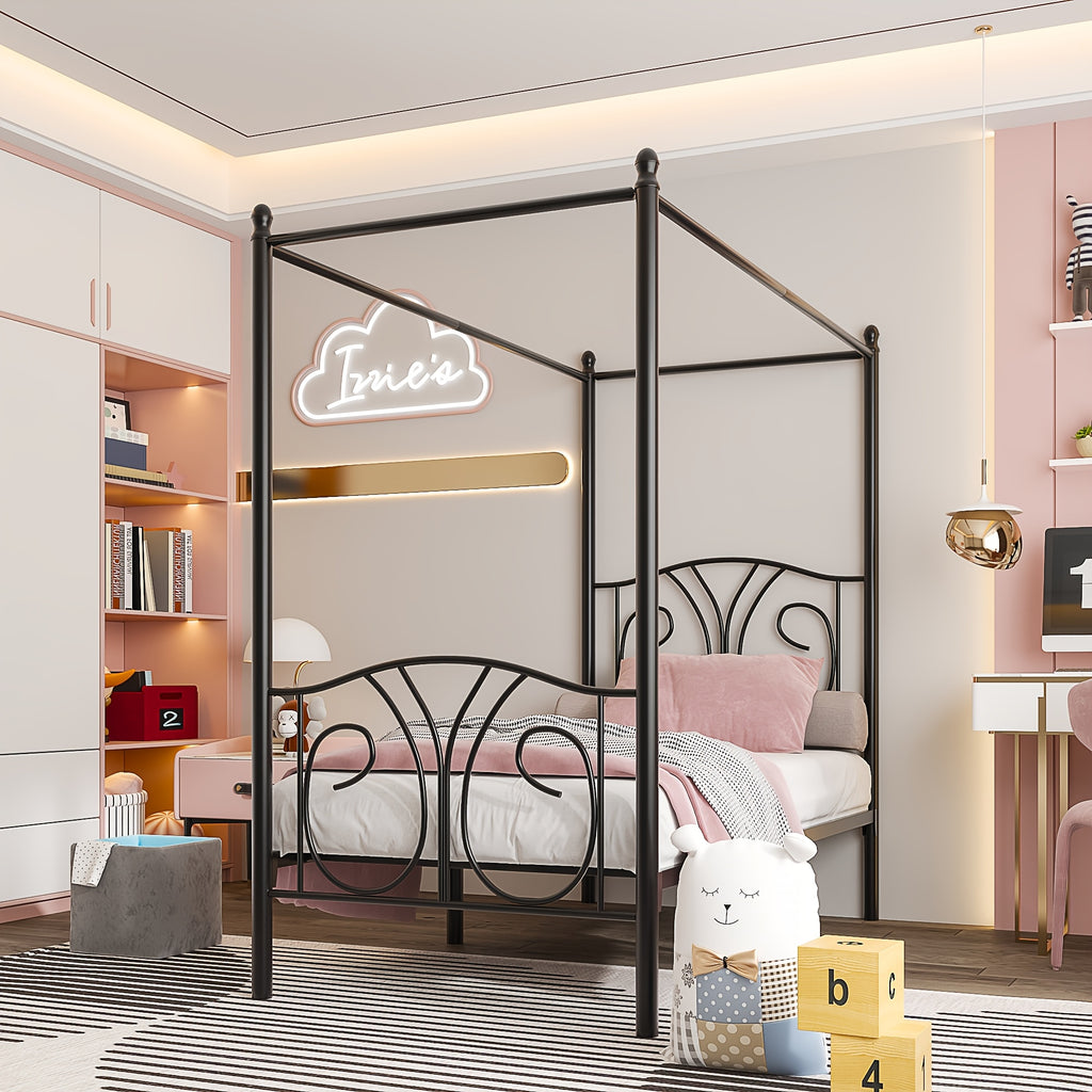 1 set   metal twin size canopy bed frame footboard - Temu