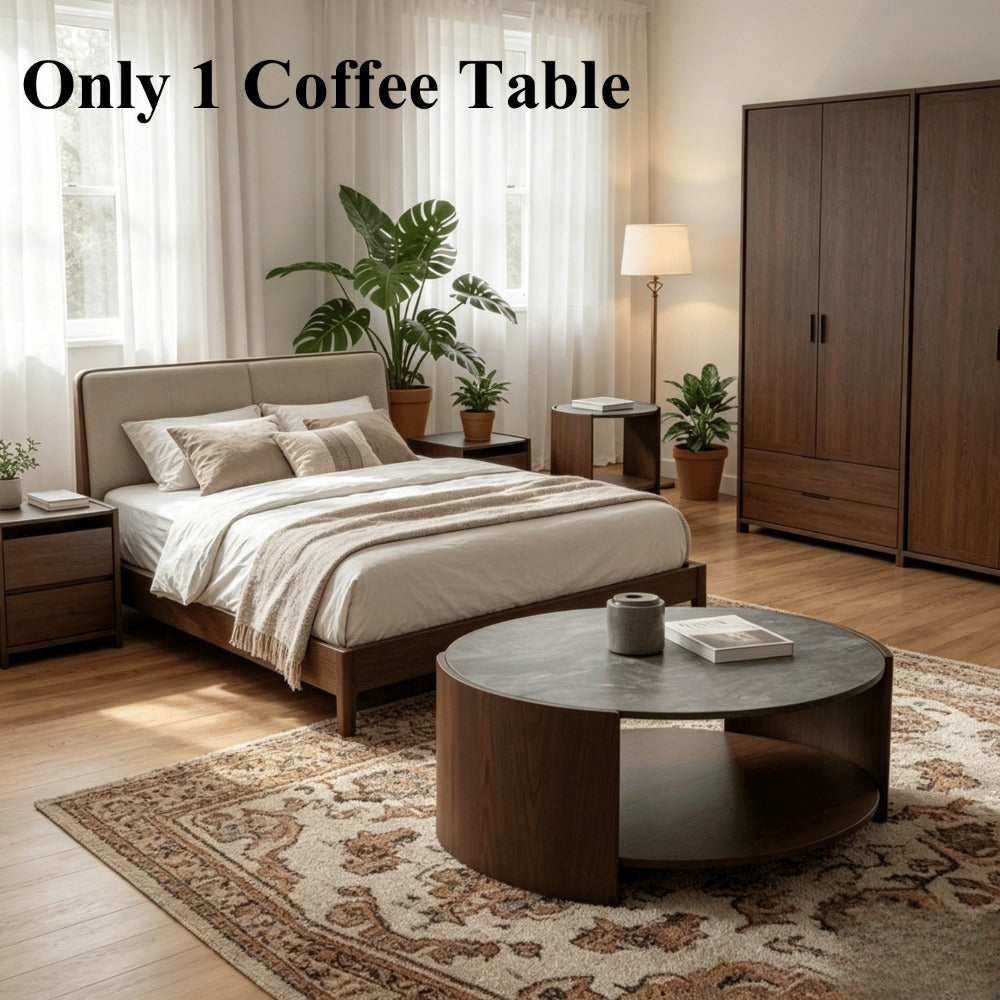 1pc modern round coffee table curved grey tabletop storage - Temu