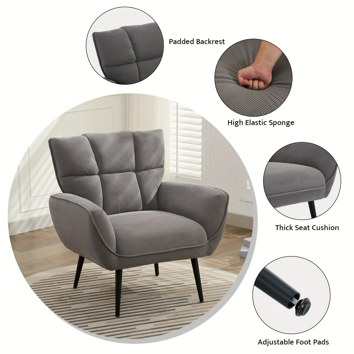 accent chair upholstered living room chair high wingback - Temu
