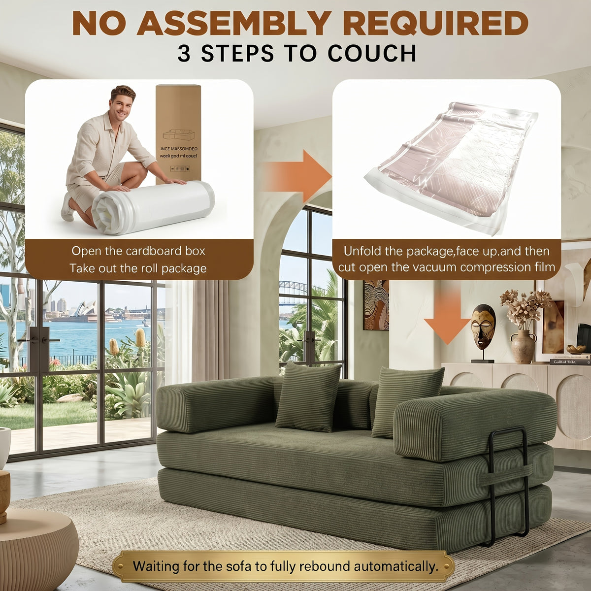 112 inch multi seat cloud like frameless sofa corduroy - Temu