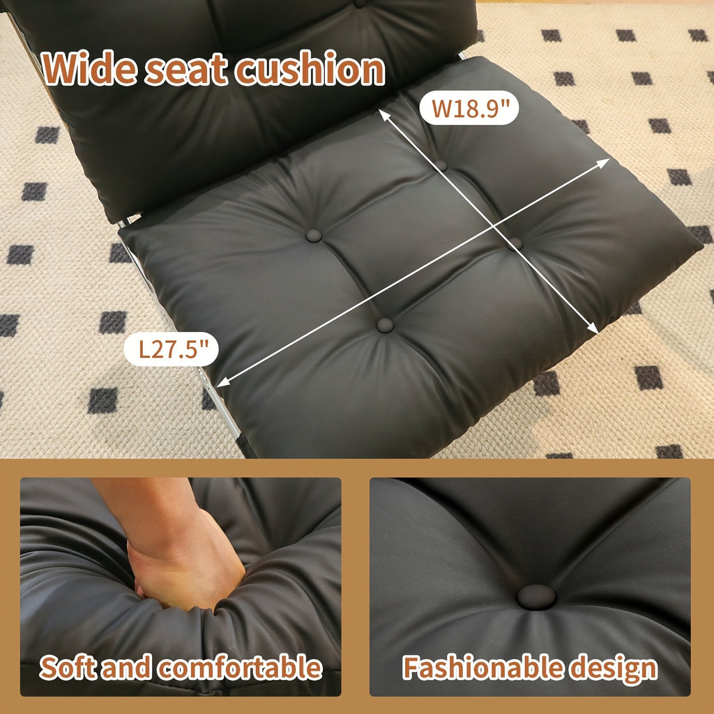faux leather accent chair chrome metal legs armless modern - Temu
