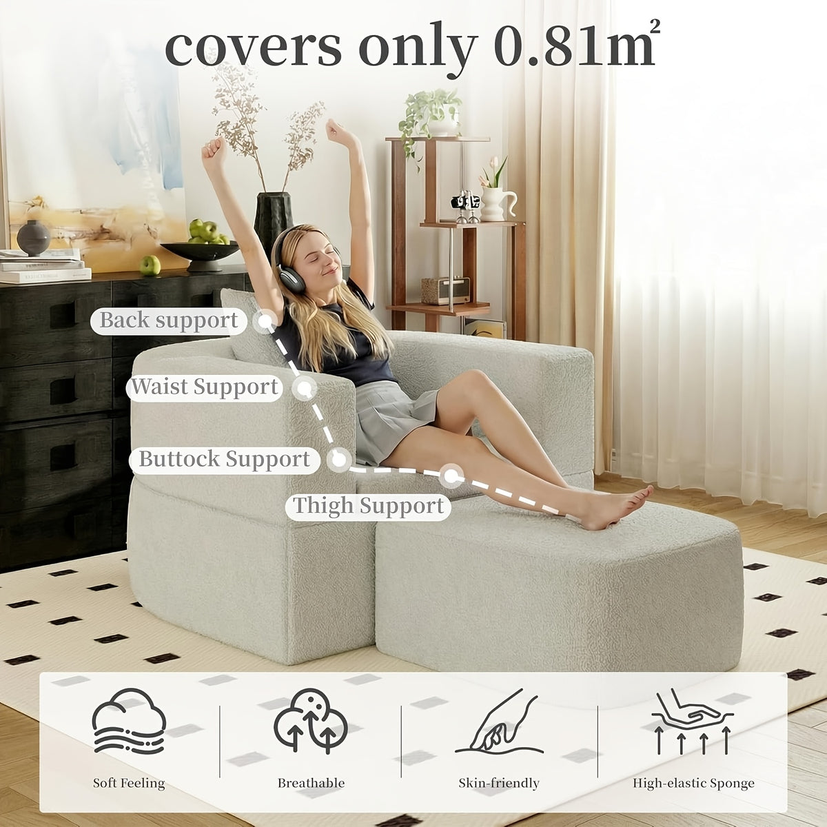 2 in 1 indoor lounge chair modern fashionable sofa bed - Temu