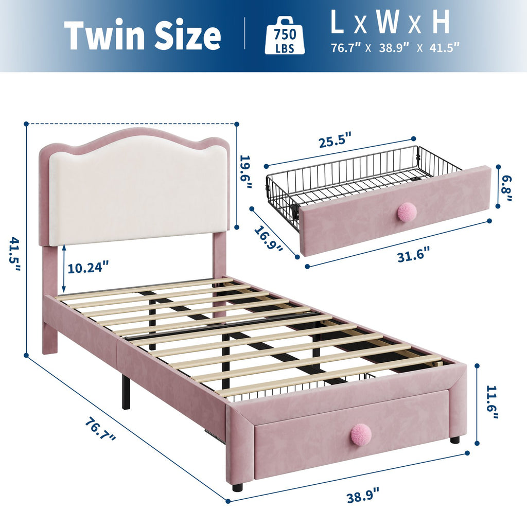 versatile scallop headboard twin bed frame storage drawer - Temu