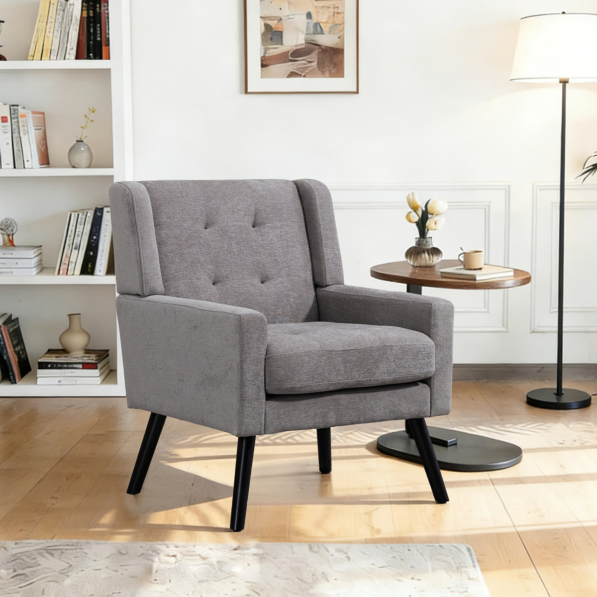 century modern tufted accent chair ergonomic back chair - Temu