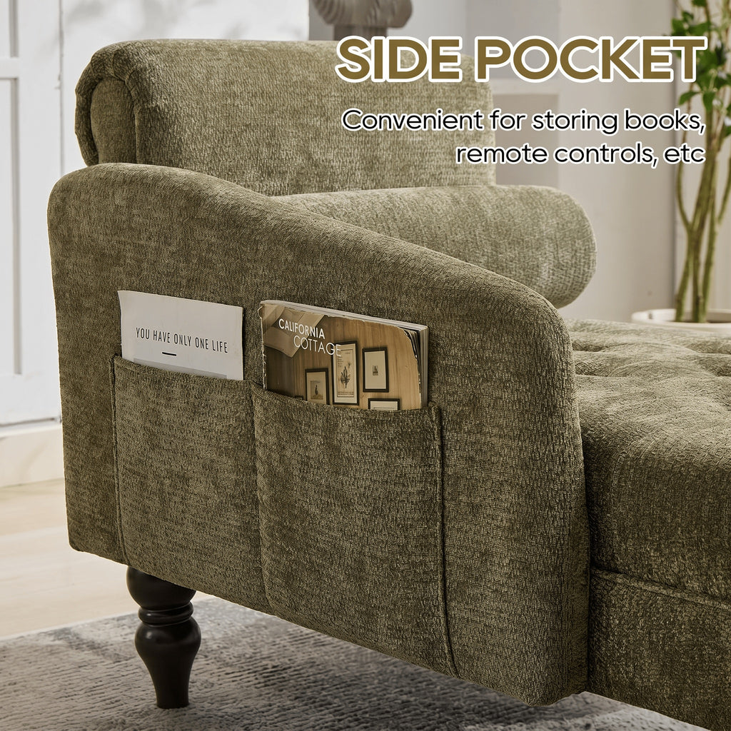 soft chenille upholstered chaise lounge indoor right armrest - Temu