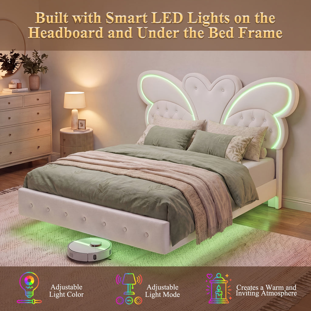 full size bed frame led headboard button tufted   - Temu