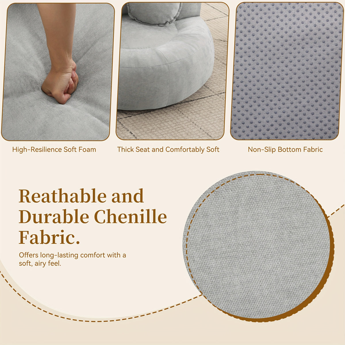 round oversized chair floor sofa chair chenille compressed - Temu