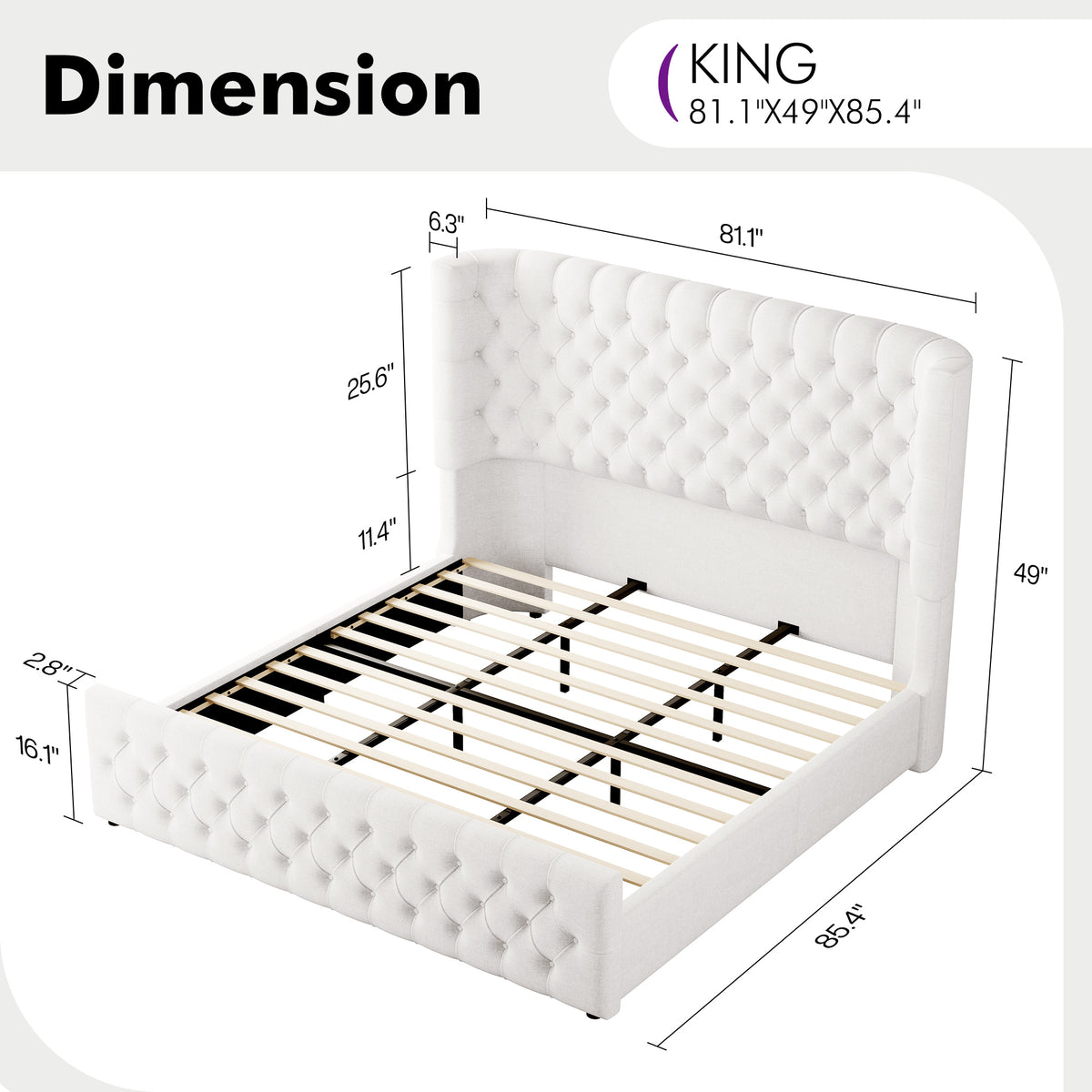 luxury upholstered platform bed frame 49 tall tufted - Temu