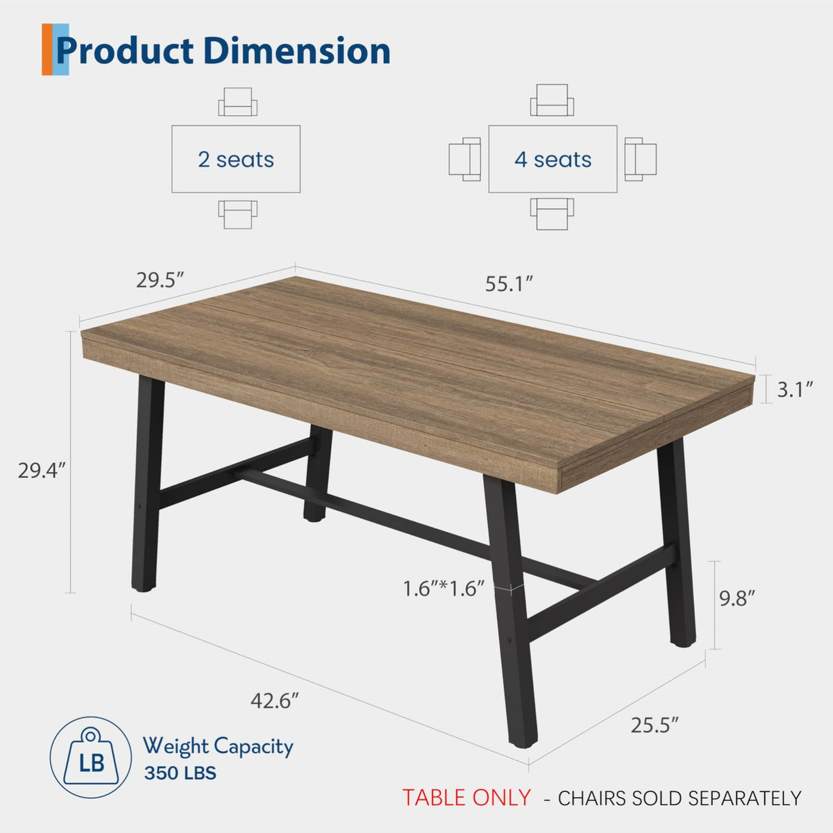 55 rustic industrial dining table   table - Temu