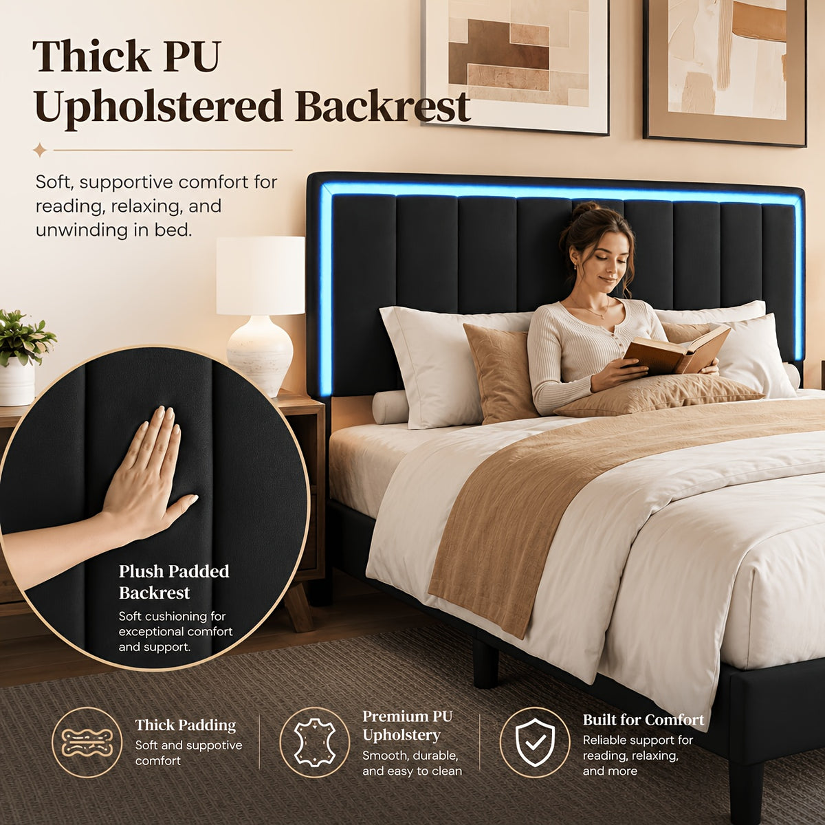 twin size bed frames pu leather metal twin bed frame - Temu