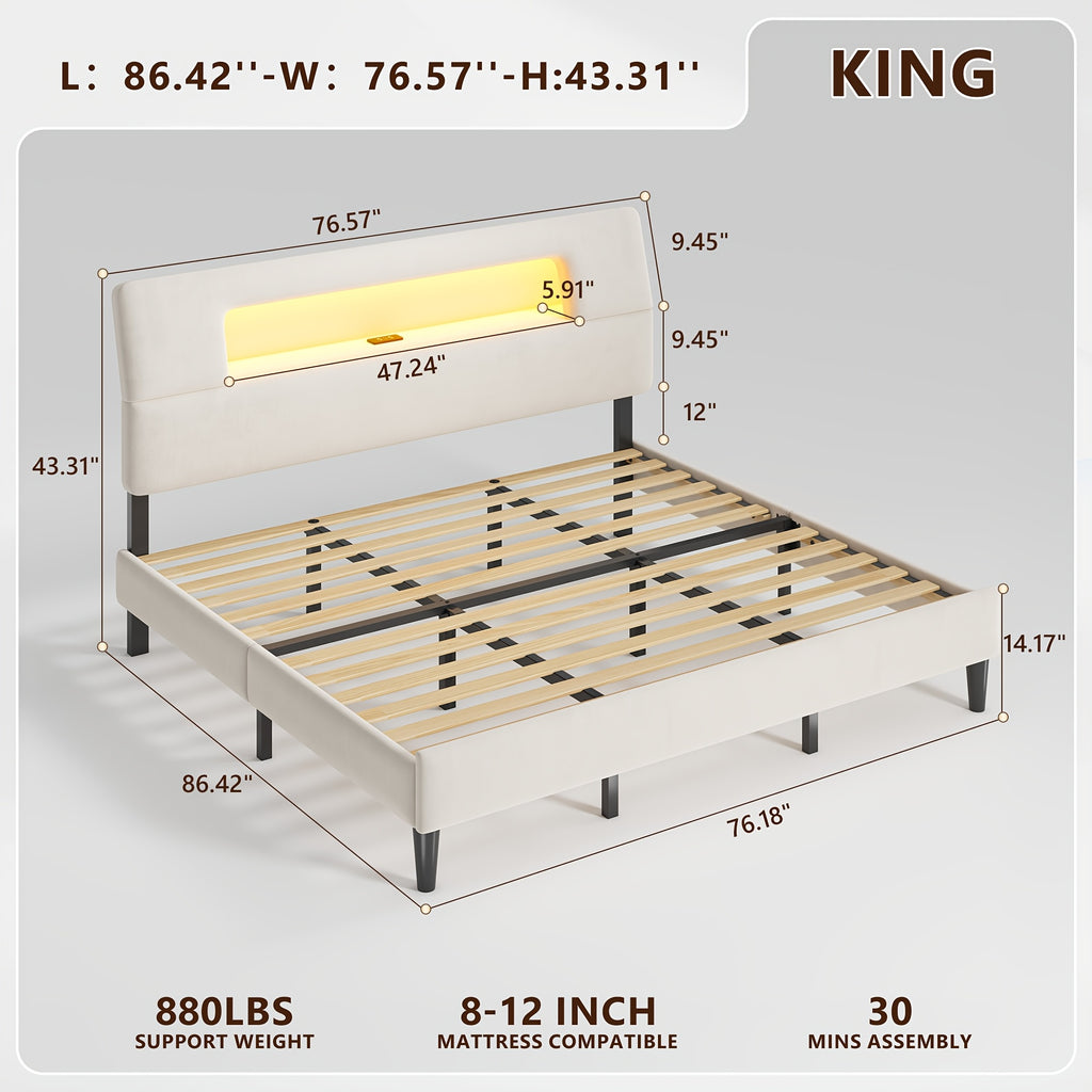 twin full queen king bed frame ergonomic storage headboard - Temu