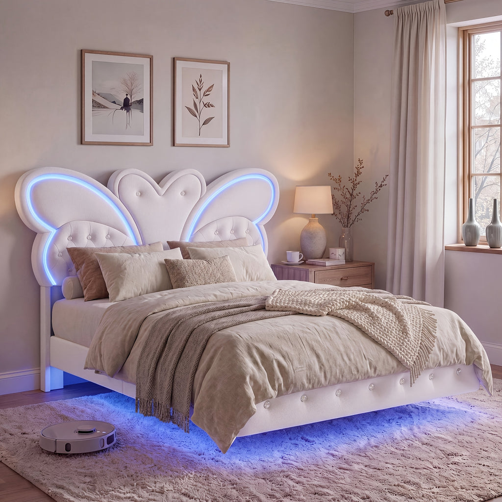 full size bed frame led headboard button tufted   - Temu