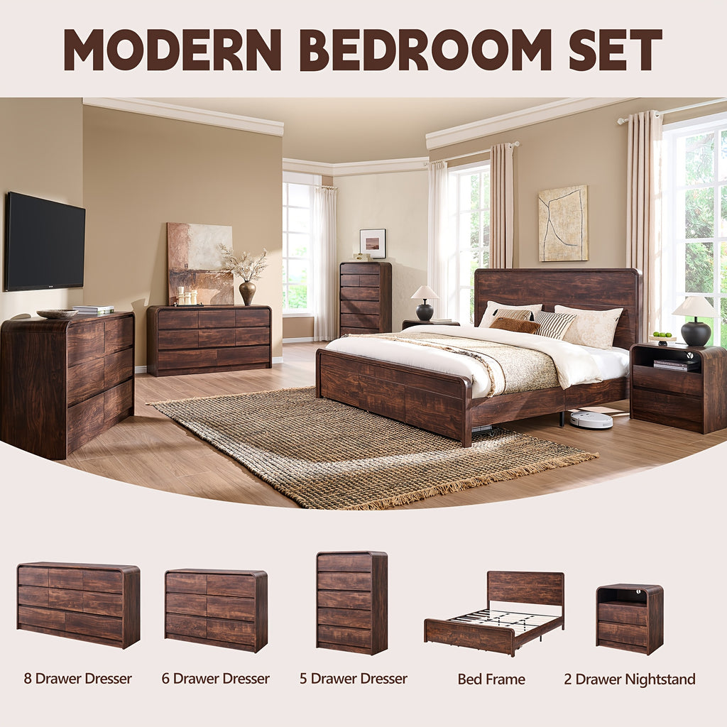 modern king size bed frame 50 tall headboard wood platform - Temu