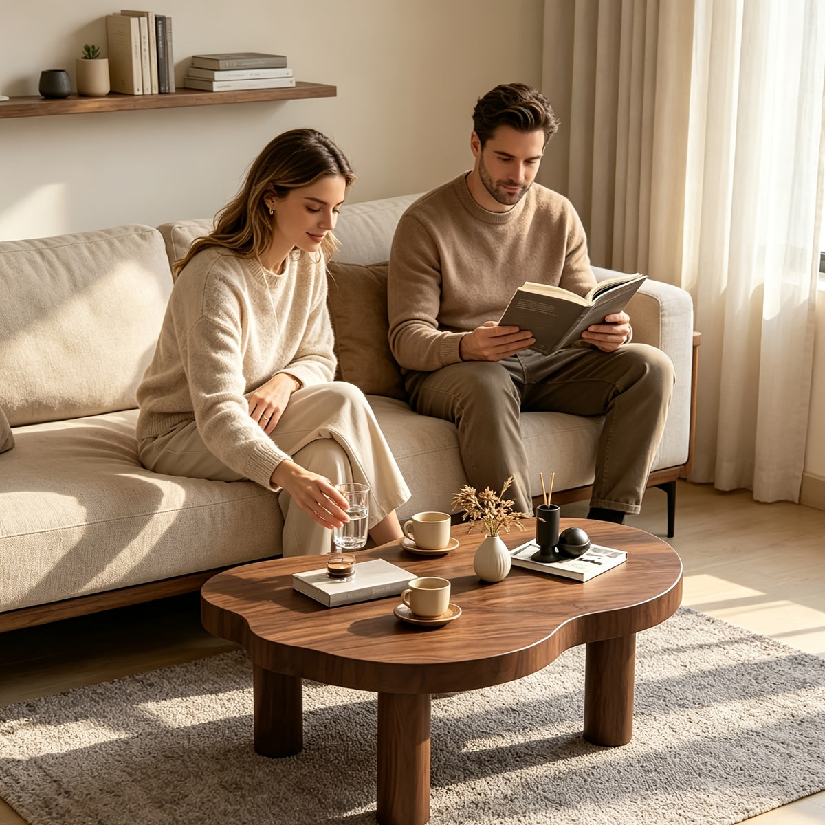 cloud shaped coffee table features thick sturdy wooden legs - Temu