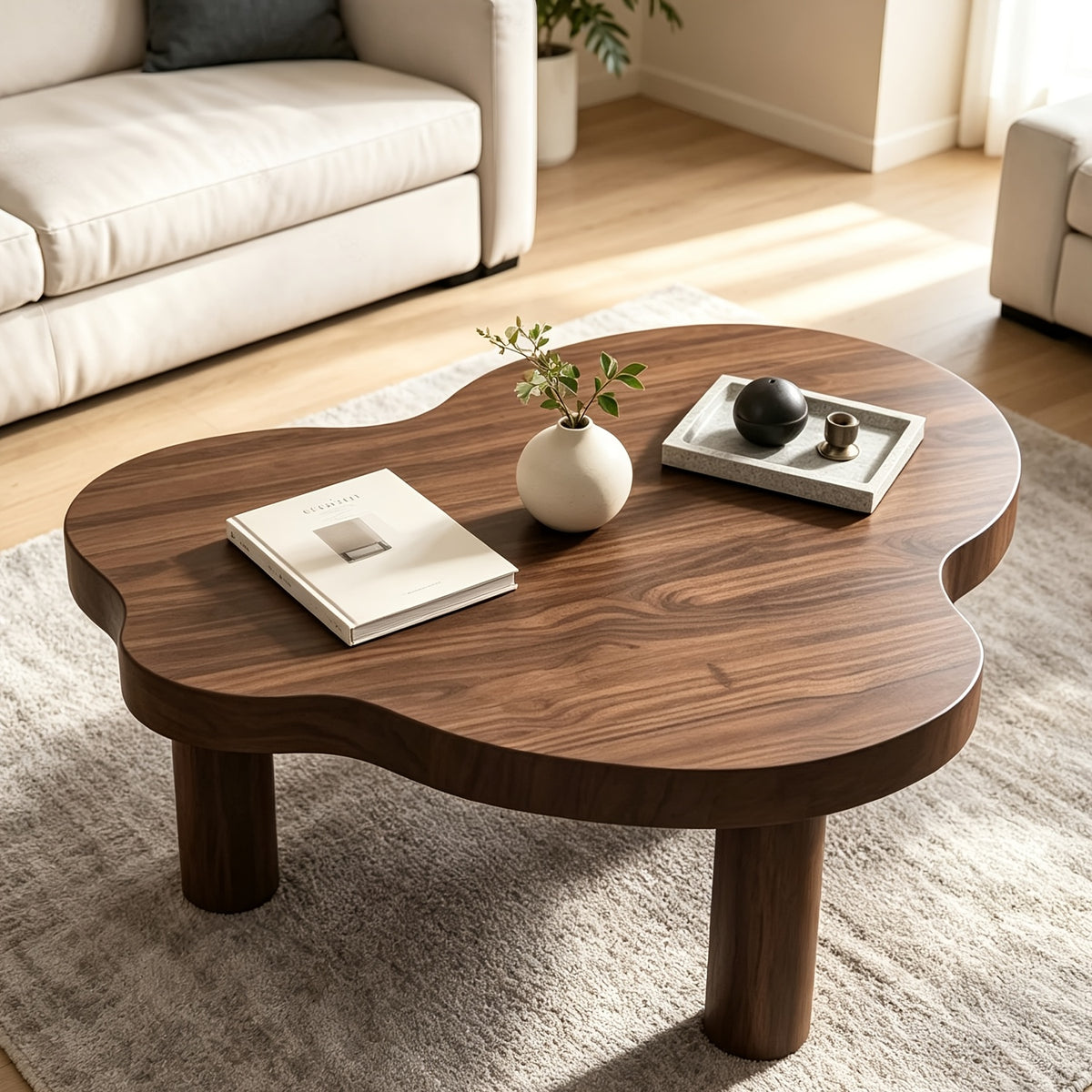 cloud shaped coffee table features thick sturdy wooden legs - Temu