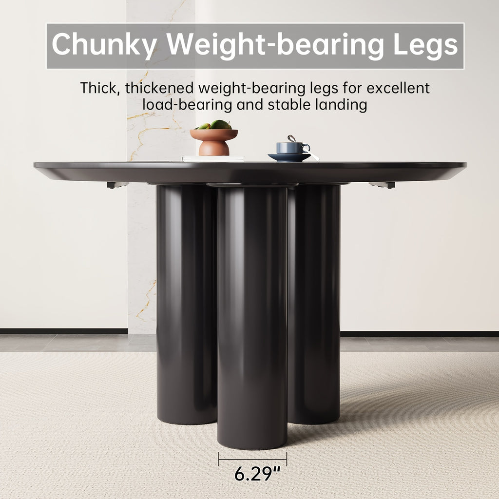 46 06 black dining table set 2 4 chairs modern round kitchen - Temu