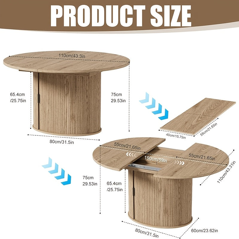 43in 59in extendable round dining table suitable 4 6 people - Temu