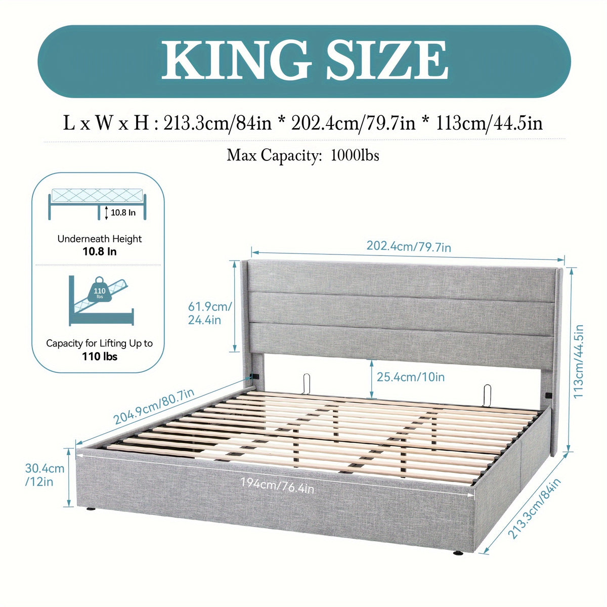 full queen king size lift storage upholstered - Temu
