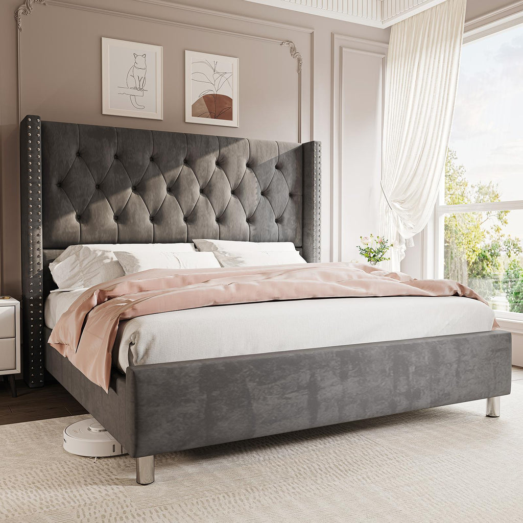 upholstered platform bed frame 50 inch velvet - Temu