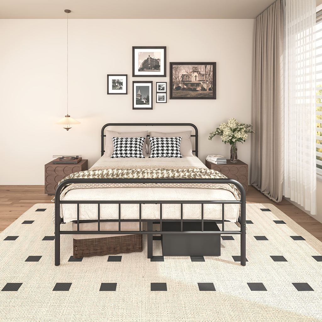 metal platform bed frame industrial style headboard - Temu