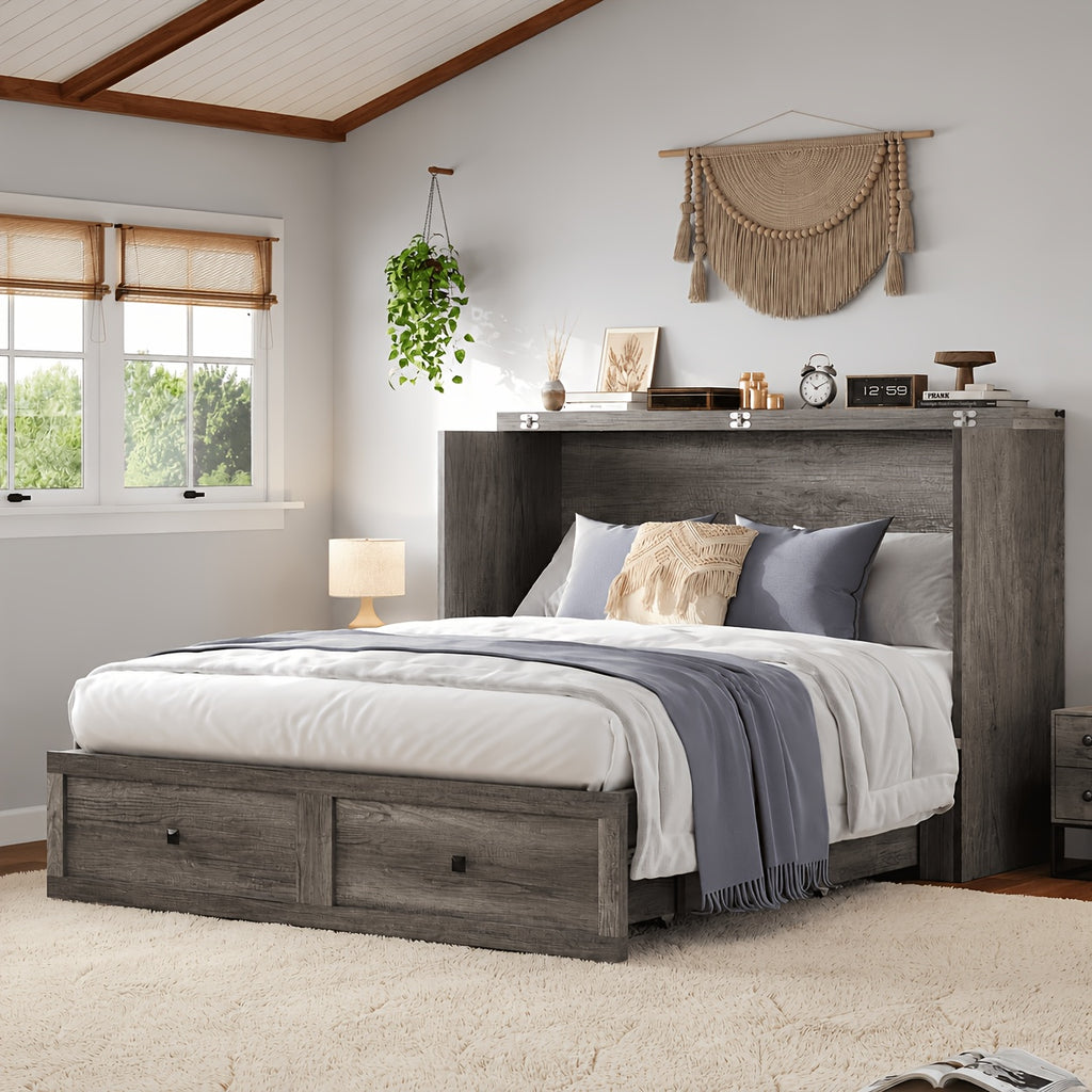 farmhouse murphy bed storage charging station foldable panel - Temu