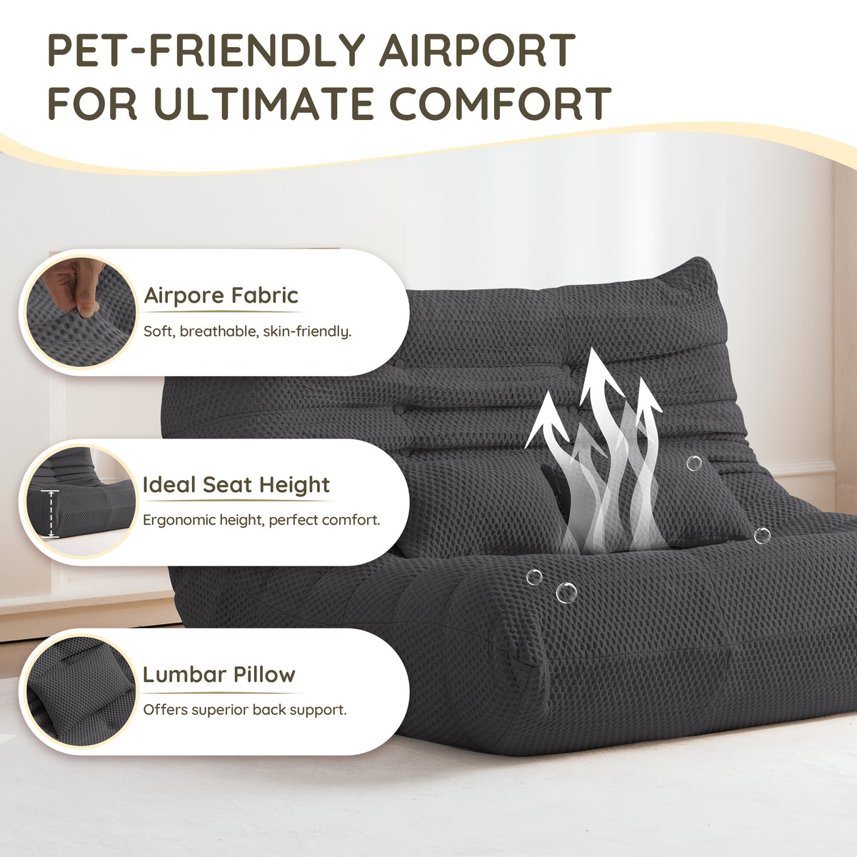 oversized frame free   bean bag sofa chair memory foam - Temu