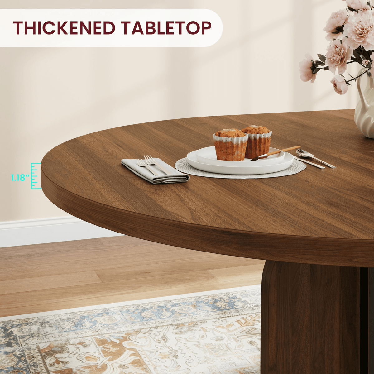 47 63 extendable round dining room table 4 8 farmhouse - Temu