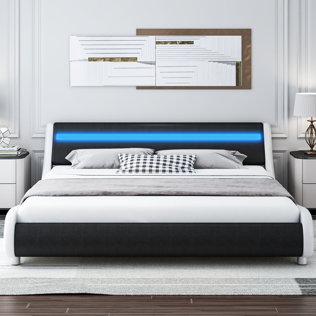 modern upholstered led bed frame adjustable headboard   - Temu