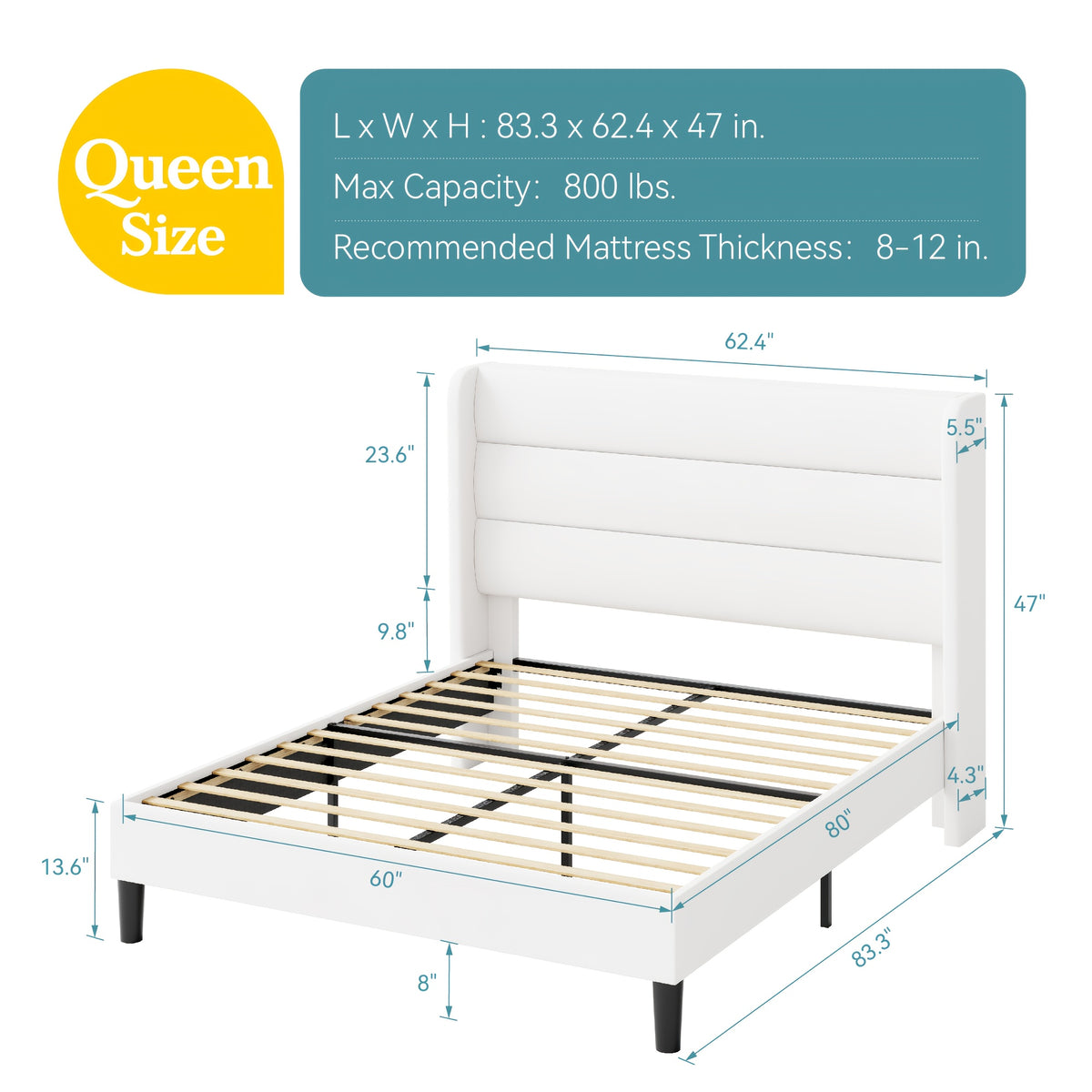 modern wingback platform bed frame velvet upholstered - Temu