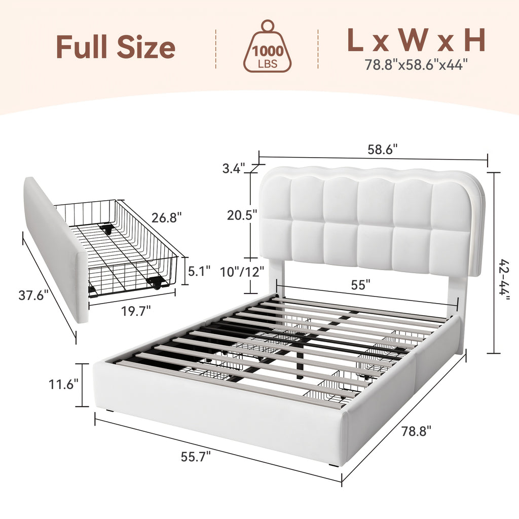 mraeer twin full queen bed frame led lighting 2 4 storage - Temu