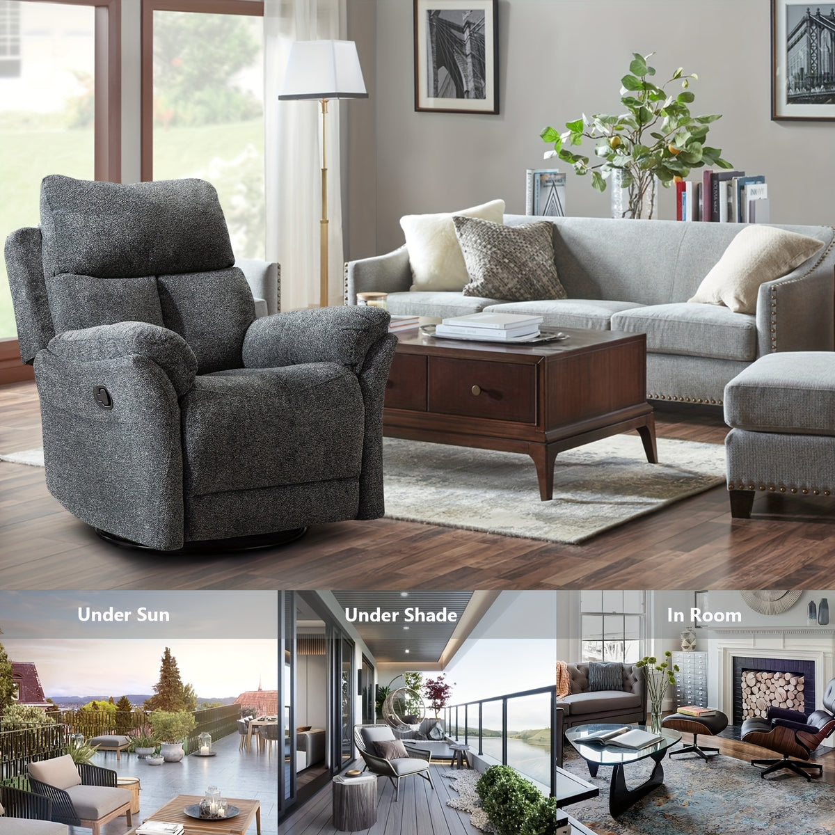 360 degree swivel manual glider rocking recliner   lazy - Temu