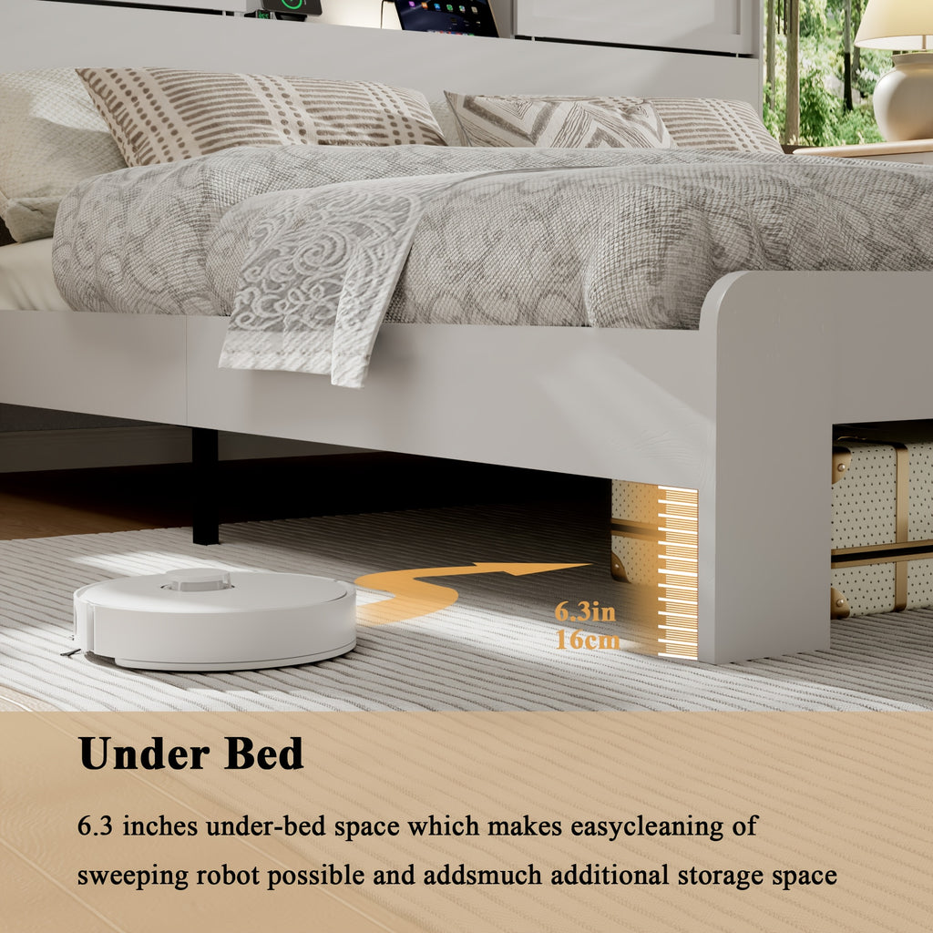 king queen wooden platform bed frame headboard modern - Temu