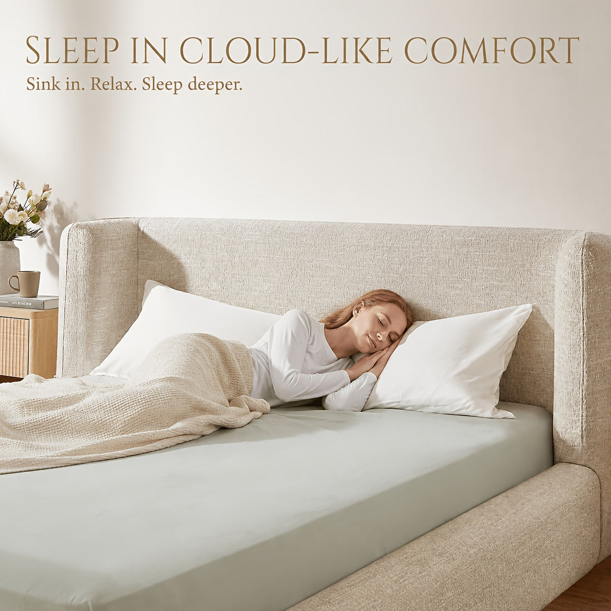 upholstered platform bed frame a headboard backrest - Temu