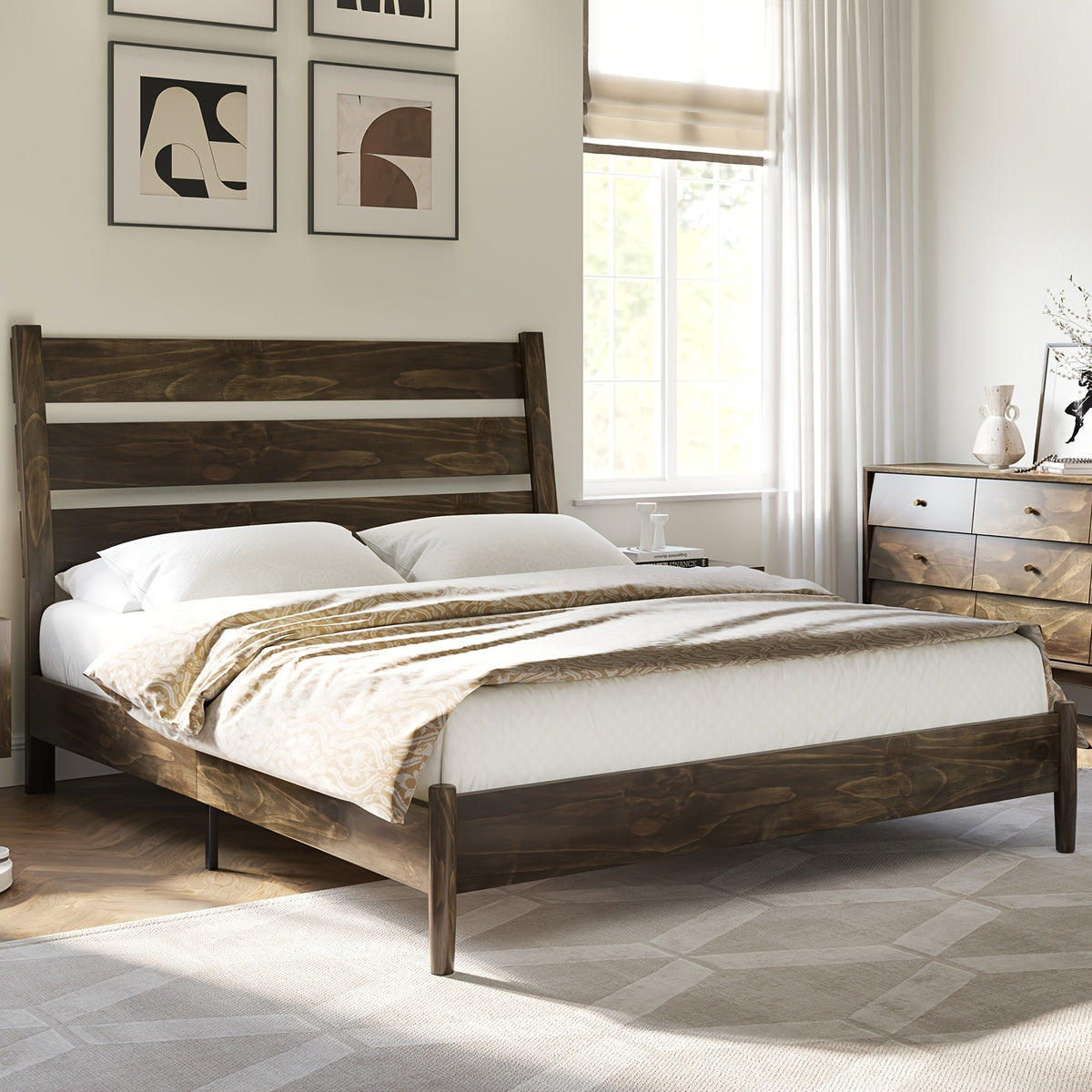 solid wood bed frame   century platform bed reclining - Temu