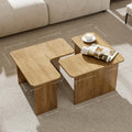 set 2 modern nesting coffee tables wooden l shaped square - Temu