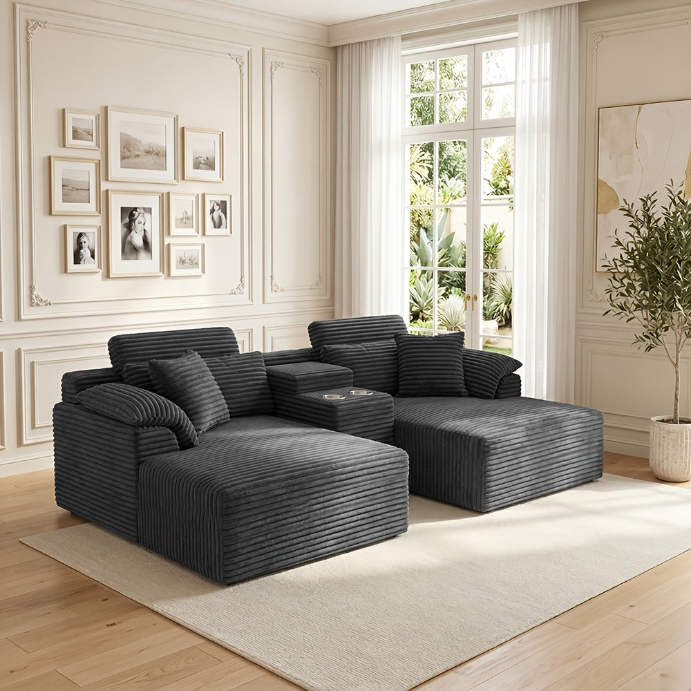 luxury u shaped modular living room sofa cup holders - Temu
