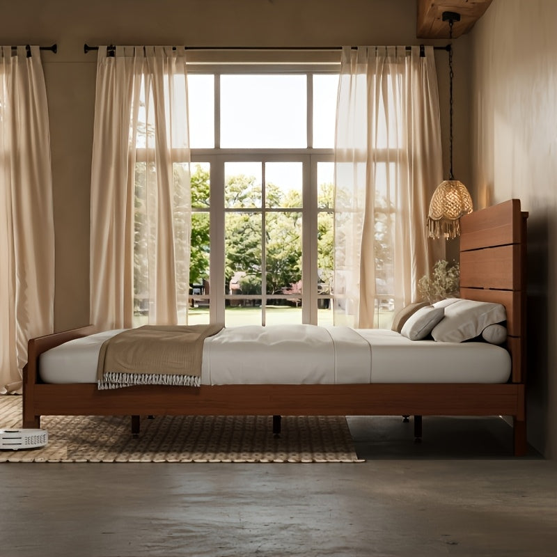 king size bed frame stylish headboard reinforced - Temu