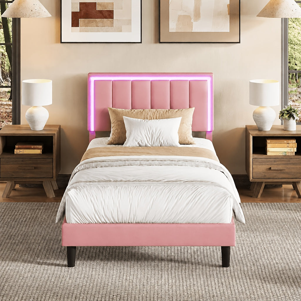 twin size bed frames pu leather metal twin bed frame - Temu
