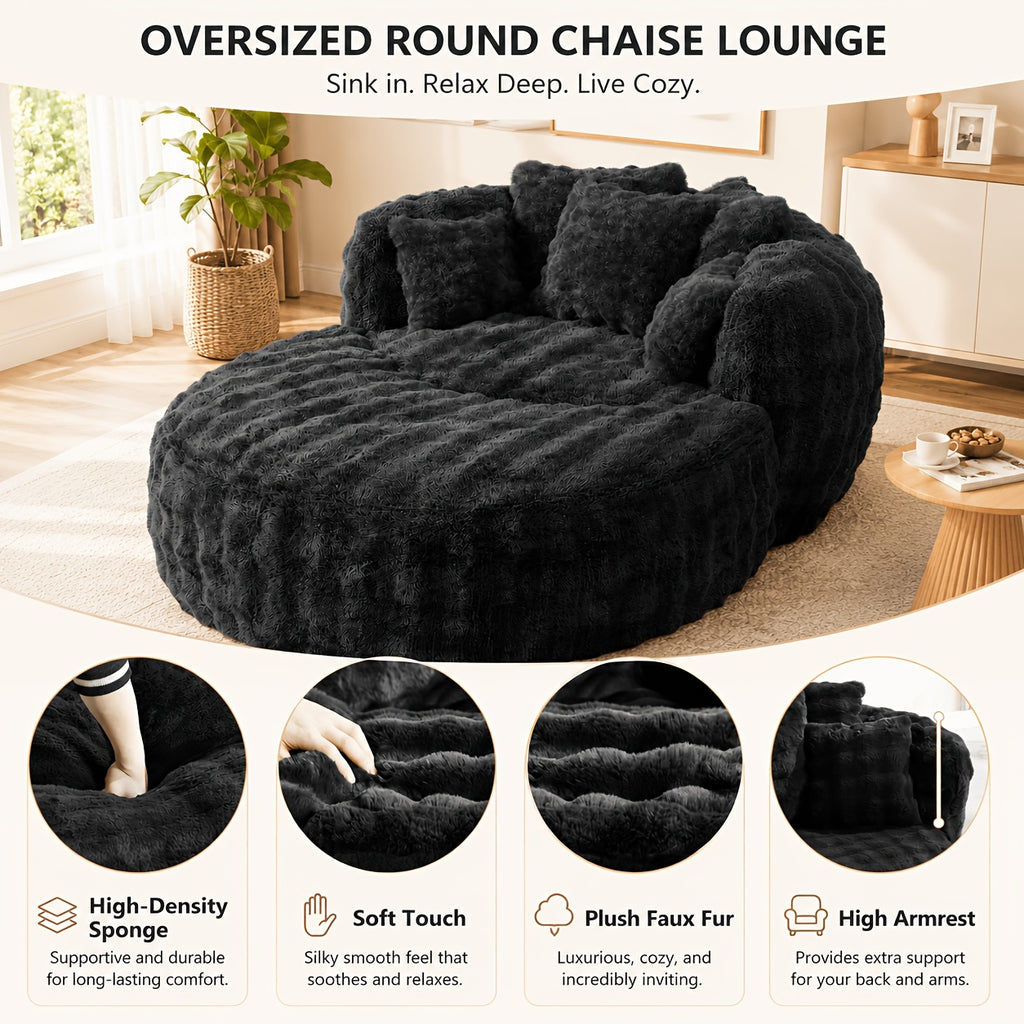 55 w x 75 oversized round sofa chair crescent   fluffy - Temu