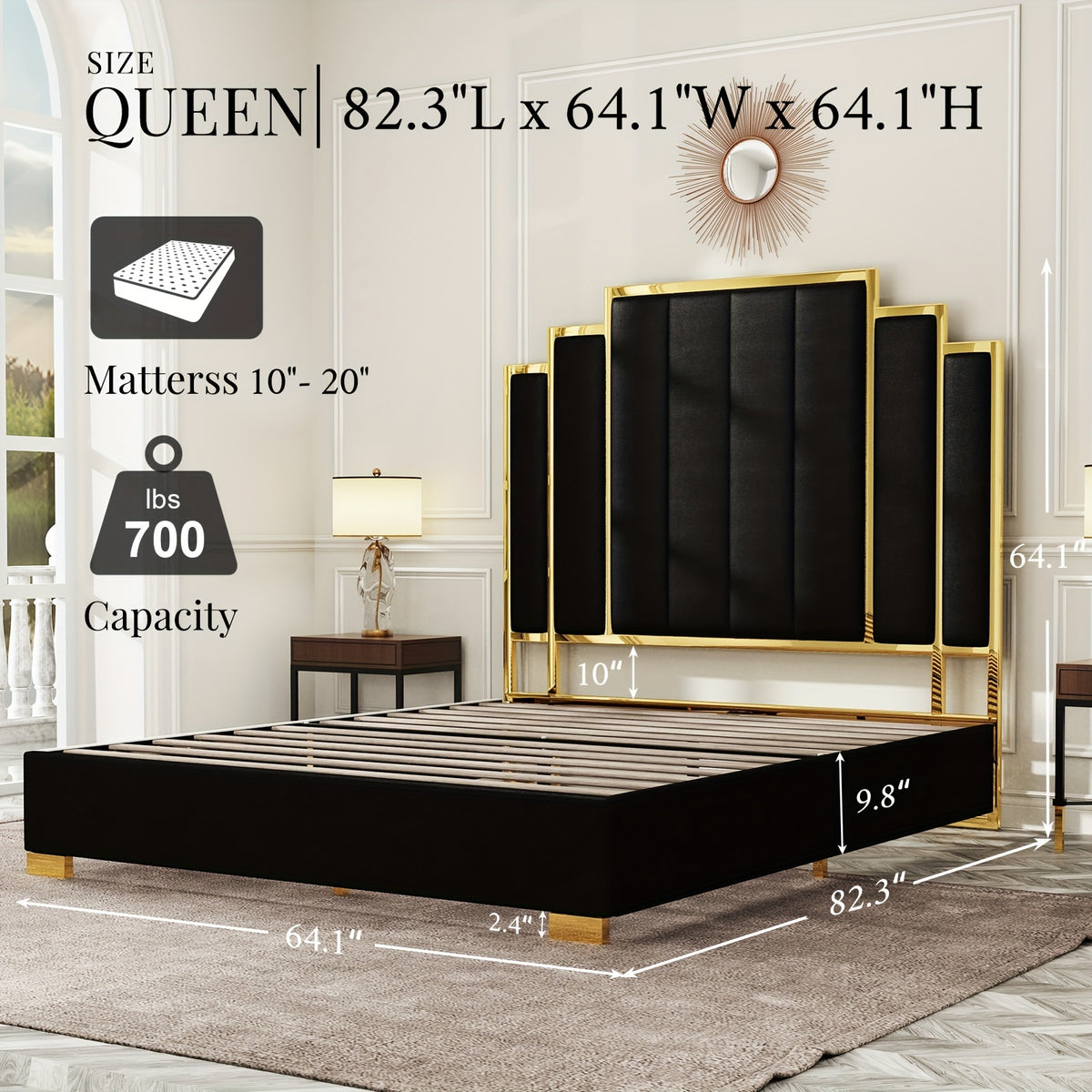 a platform bed frame measuring 65 inches featuring a velvet - Temu