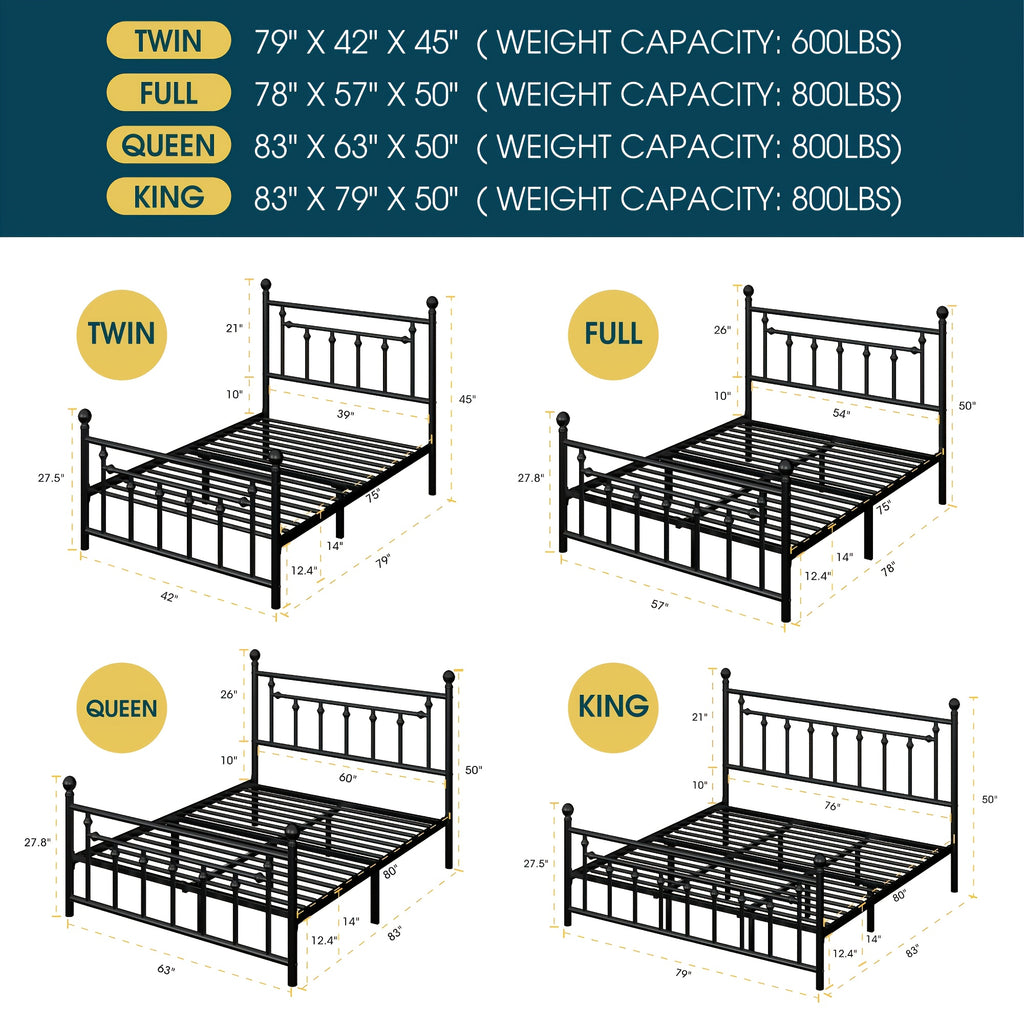 contemporary metal bed frame retro iron style head - Temu