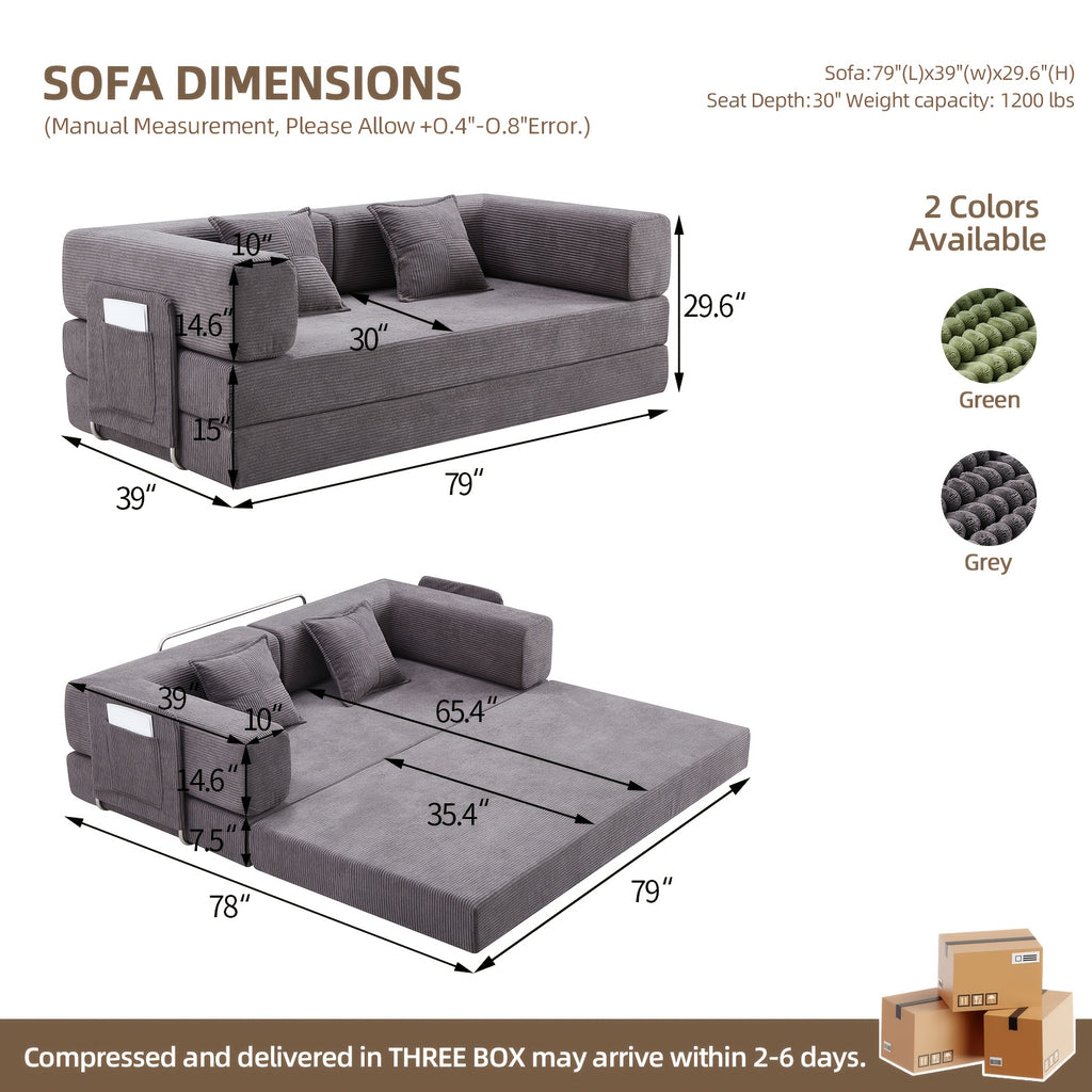large 79 inch corduroy compressed   bed foldable - Temu
