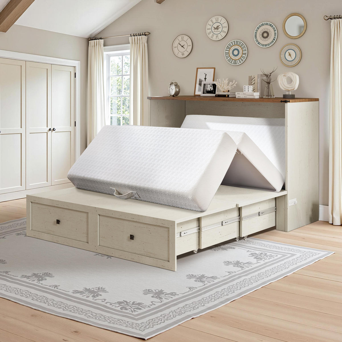 6 memory foam murphy bed wall bed storage drawer usb - Temu